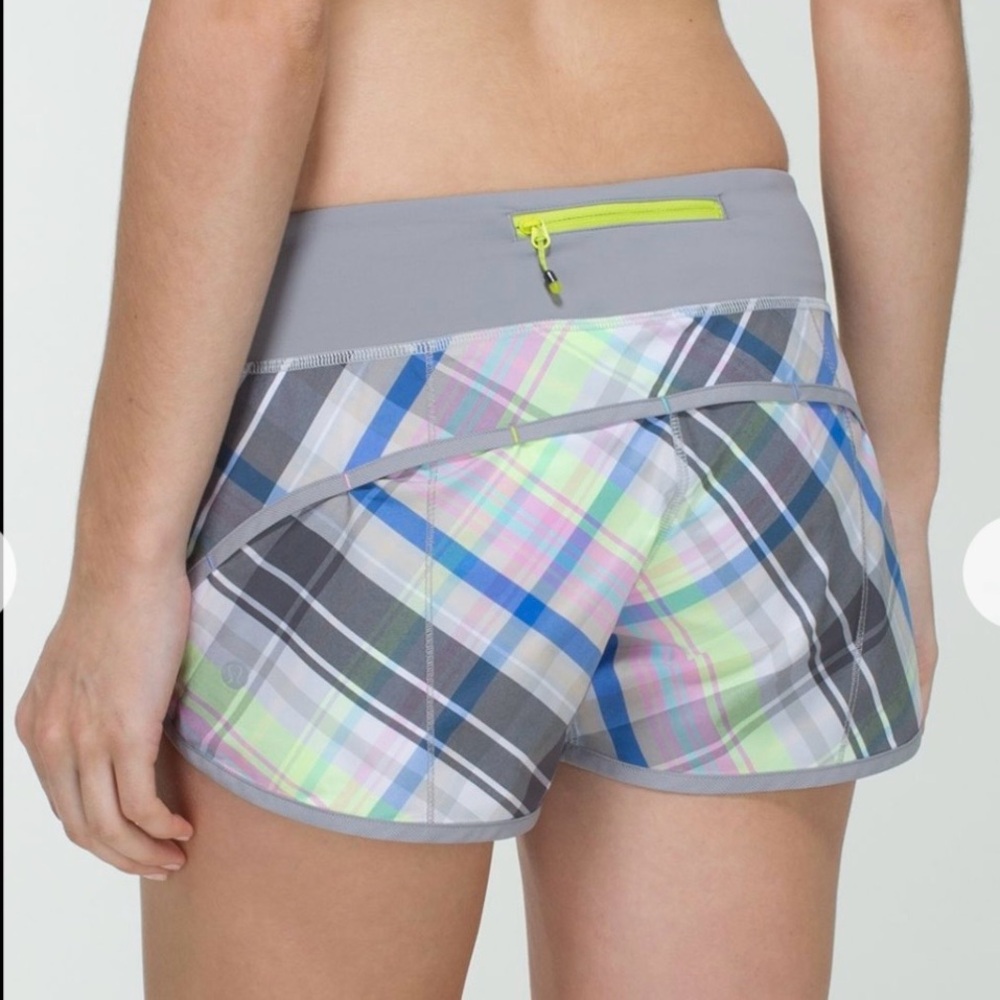 Lululemon Speed Shorts Rad Plaid Lullaby Reflective / Ambient Grey 4
